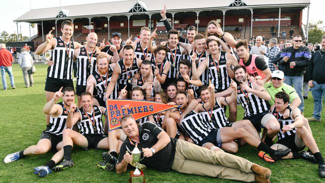 North Haven celebrate after winning the division four grand final against Morphettville Park last year. Picture:AAP/Morgan Sette.