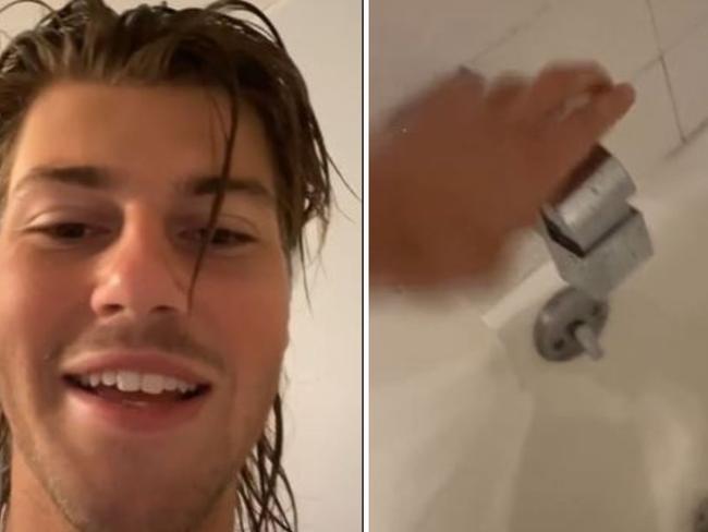 British-Australian singer-songwriter Ruel has cracked the code to what he describes as “the most f***ed” hotel bathroom feature Picture: TikTok / @oneruel