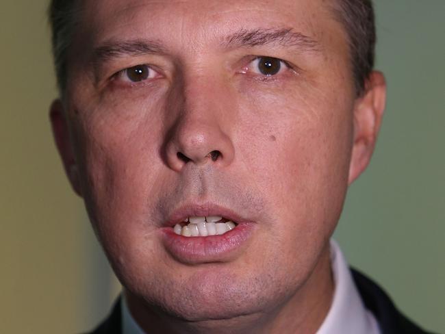 Immigration Minister Peter Dutton before appearing on radio at Parliament House in Canberra. Picture Kym Smith