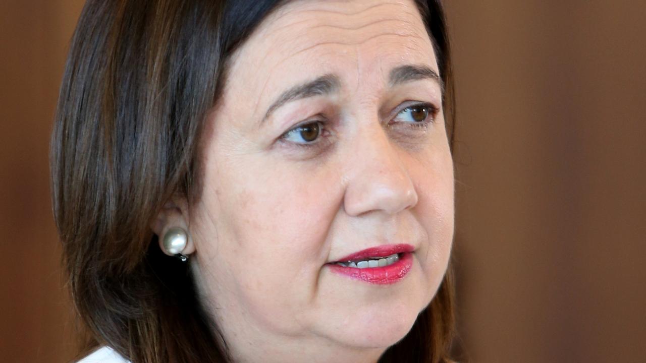 Premier Annastacia Palaszczuk at a press conference in Brisbane on Sunday. Picture: Steve Pohlner