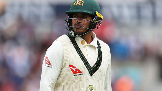 Usman wasn’t happy after being dismissed. (Photo by Ryan Pierse/Getty Images)