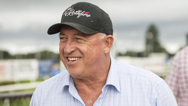 Trainer Robert Heathcote after Rothfire and jockey Ben Thompson win the King of the Mountain at Clifford Park Racecourse, Monday, January 1, 2024. Picture: Kevin Farmer