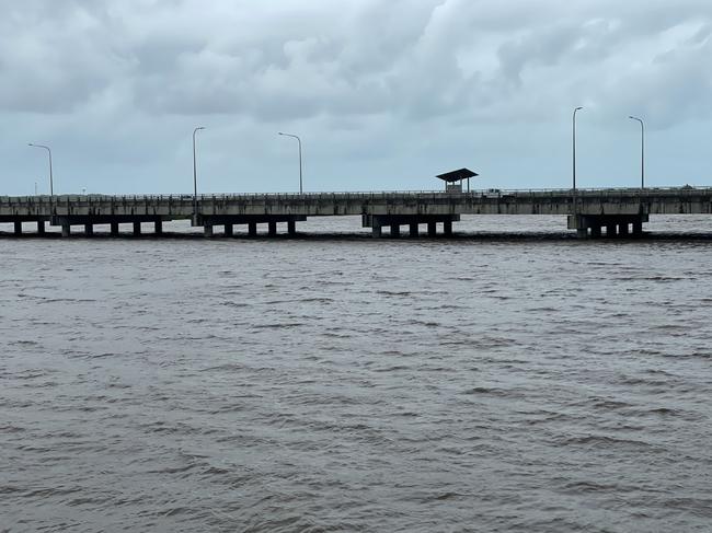 A swollen Pioneer River just before high tide taken near the Forgan Bridge on Sunday, February 2. Picture: Janessa Ekert