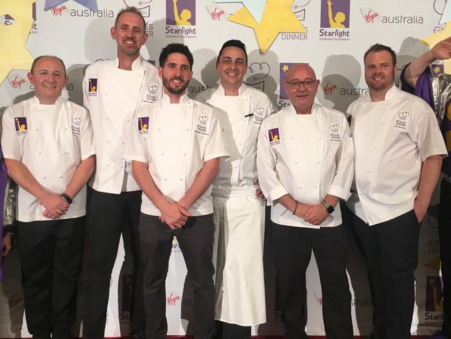 Starlight Foundation Five Chefs Dinner (L to R): David Stoddat, Cameron Matthews, Alejandro Cancino, Patrice Falantin, Tony Percuoco and Jake Nicolson