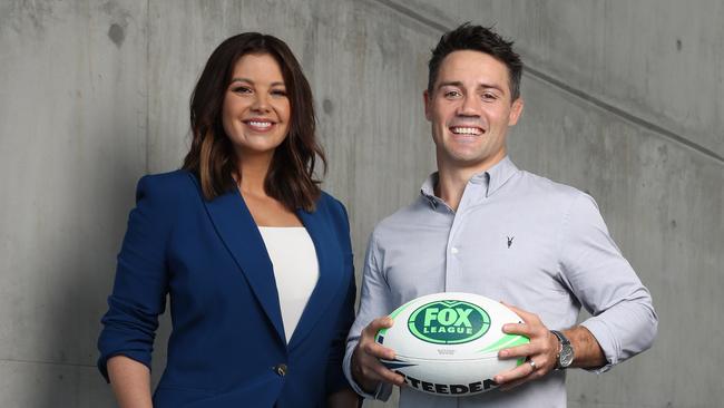 EMBARGO: BRISBANE COURIER MAIL CONTACT ANTHONY REGINATO PIC DESK Launch of Fox League at the SCG in Sydney today. Pictured are Fox Presenters, Yvonne Sampson and Cooper Cronk. Picture: David Swift.