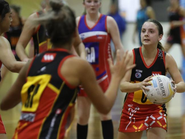 Ash Newham in action for the Wilson Storage Southern Saints. VNL (Championship Division Netball)-VNL (Championship Division Netball). Wednesday, May 2. 2018. Picture: David Crosling