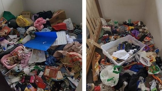 The trash found in one of the bedrooms.