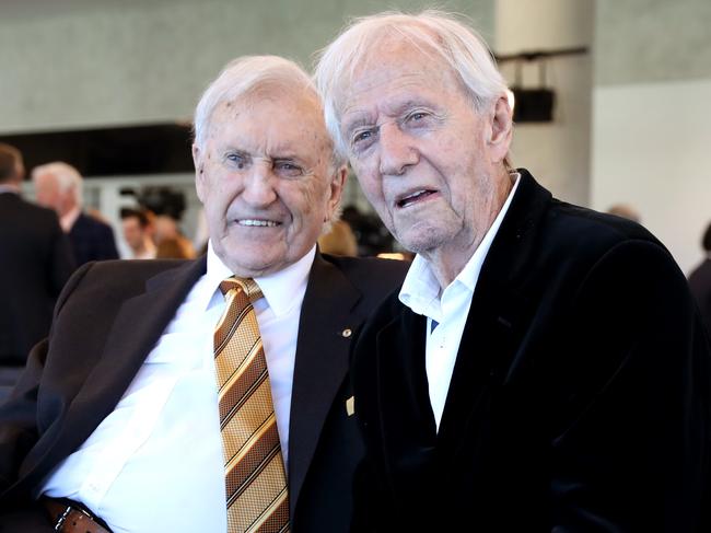 Former "Minister for Good Times" in the Hawke government John Brown and Paul Hogan at JohnÃs book launch ÃBrownieÃ. Jane Dempster/The Australian.