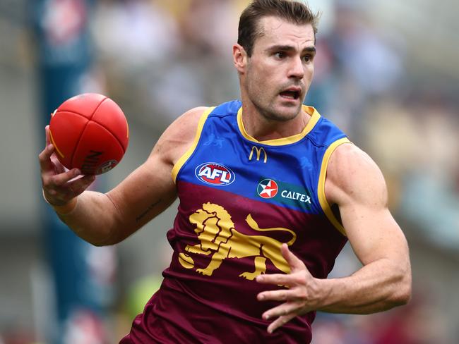 BRISBANE, AUSTRALIA - APRIL 29: Jack Payne of the Lions in action during the round seven AFL match between Brisbane Lions and Fremantle Dockers at The Gabba, on April 29, 2023, in Brisbane, Australia. (Photo by Chris Hyde/AFL Photos/via Getty Images )