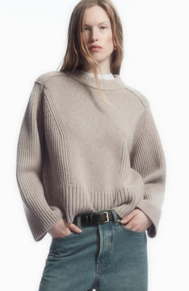 Chunky panelled wool jumper. Picture: COS.