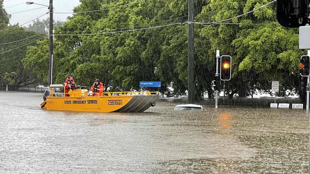 Floodwaters at Rosalie. Picture: Steve Pohlner