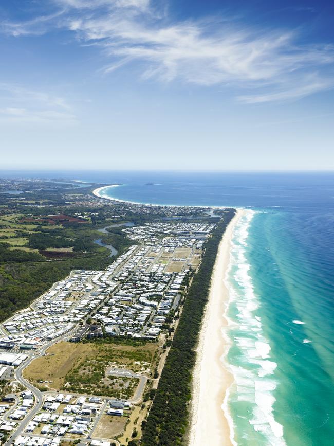 Aerial view of Casuarina Beach.