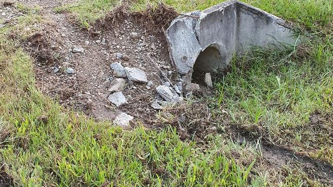 Roadside damage by hooning in the Gold Coast hinterland.