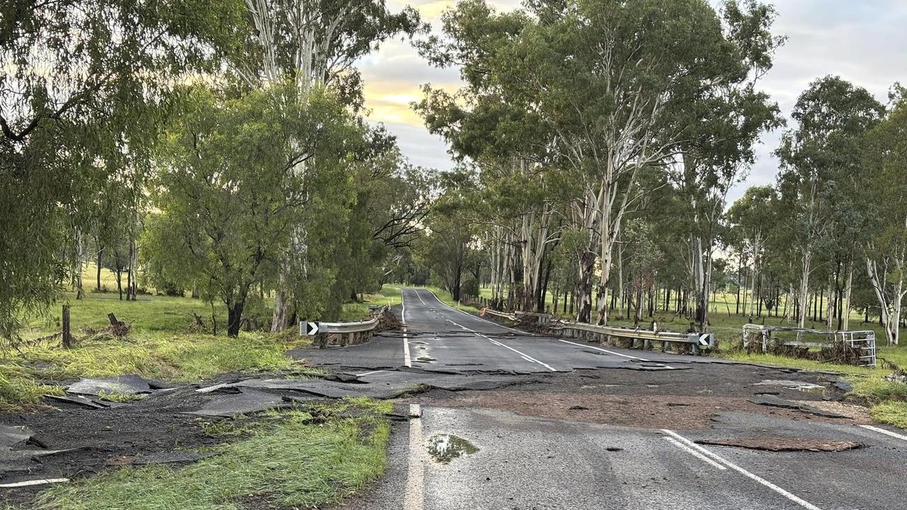 A flood-damaged road near Gayndah. Picture: Libby Waugh Meikle/South Burnett Flood Watch