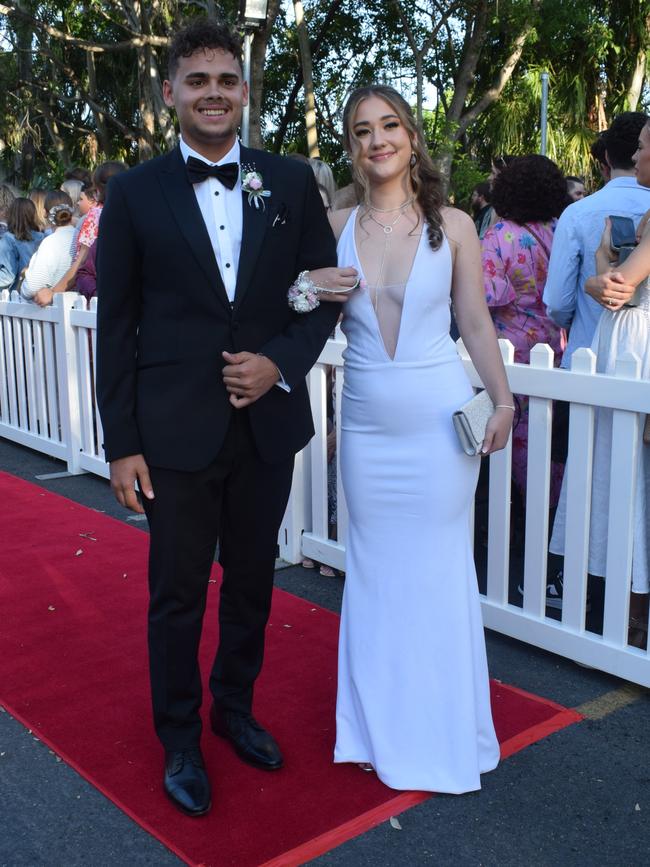 Kasey Dorosinkski and Marley Harbin at the North Rockhampton High School Formal 2023.
