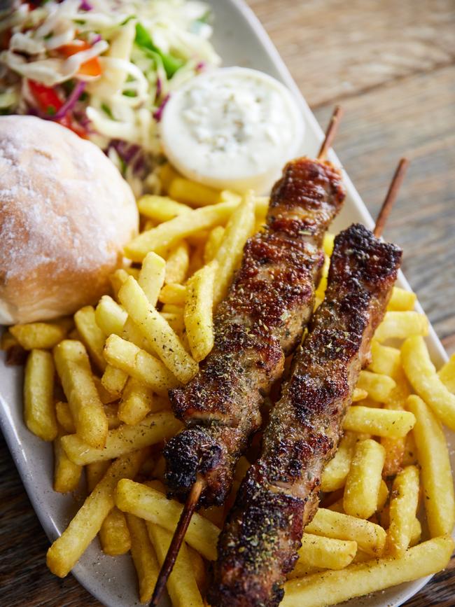 Pork souvlaki.