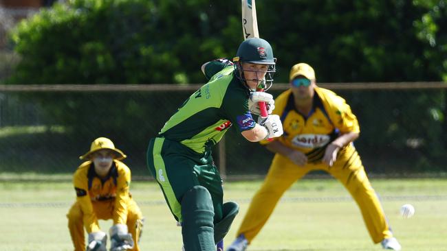 Rovers' Seth McGinty bats in the Cricket Far North 40 overs match between the Cairns Rovers and Norths, held at Griffiths Park, Manunda. Picture: Brendan Radke