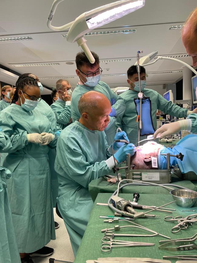 Dr Teo teaching other surgeons in Europe.