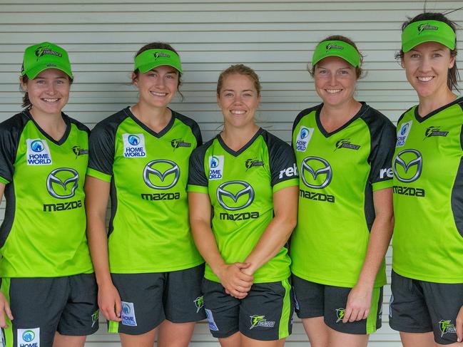 Sydney Thunder WBBL stars [Left to right] Tahlia Wilson, Kate Peterson, Naomi Stalenberg, Rene Farrell and Lisa Griffith will be at Blacktown International SportsPark on Thursday, October 24 to meet fans at the team’s Open Day .