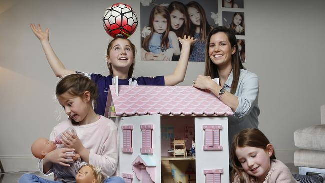 Fiona Power’s daughters all have different interests: Mia, 11, is sporty, Lily, 9, collects dolls and Ruby, 6, likes a bit of both. Picture: David Caird