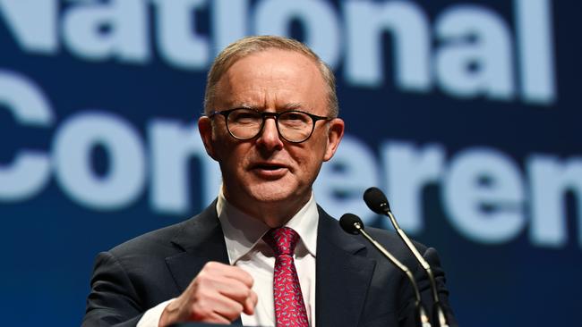 BRISBANE, AUSTRALIA - NewsWire Photos - AUGUST 19, 2023. Prime Minister Anthony Albanese closing the 49th ALP National Conference in Brisbane. Picture: Dan Peled / NCA NewsWire