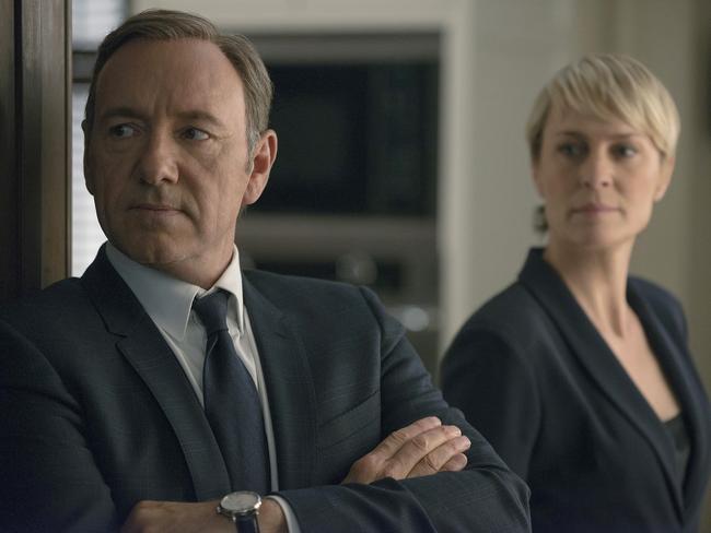 Who betrayed me ... Kevin Spacey as Francis Underwood and Robin Wright (Claire Underwood) in a scene from House of Cards. Picture: Supplied