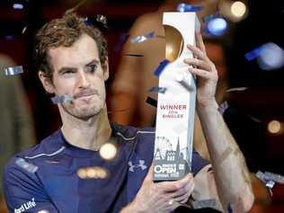 Andy Murray holds the trophy after winning the Erste Bank Open. Picture: LISI NIESNER