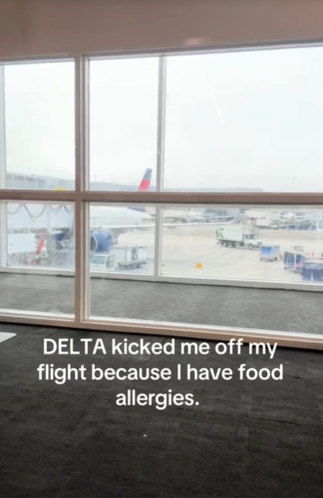 Ellie said she felt dismissed by an airline worker when she tired to share information about her allergy, and was ultimately ‘escorted off’. Picture: TikTok/eliebrelis