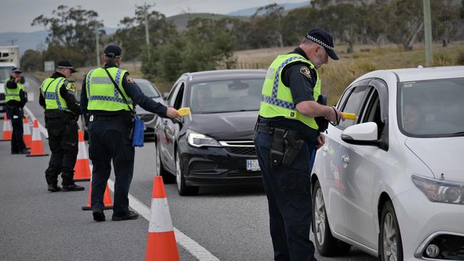 Tasmania Police traffic operation on the Midland Highway Tunnack. Picture: Kenji Sato