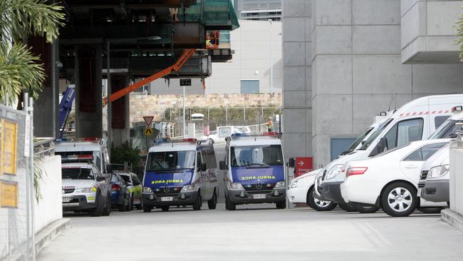 Ambulances ramping at Royal Brisbane Hospital.