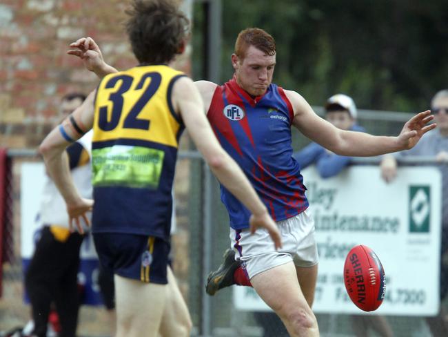 Northern Football League (Div 2) Hurstbridge v Mernda at Ben Frilay Rerserve Hurstbridge Andrew Smith from Mernda Picture:Richard Serong