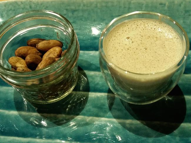 Cacao beans and warm chocolate with cashew milk. Picture: WENDY EMMETT