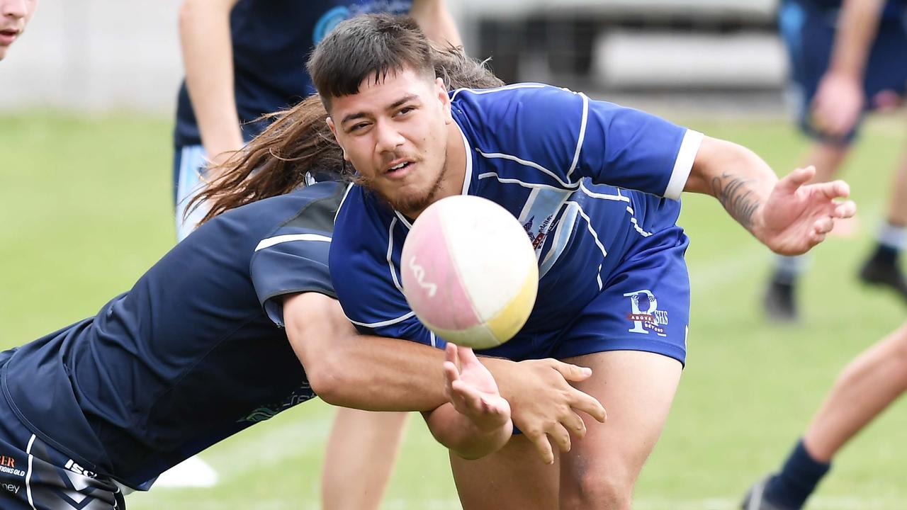 RUGBY LEAGUE: Justin Hodges and Chris Flannery 9s Gala Day. Grand final, Caloundra State High School V Redcliffe State High, year 12. Picture: Patrick Woods.