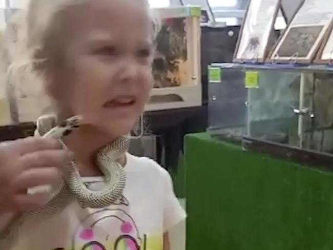 Picture: East 2 West News  Viktoria, 5, was bitten by a snake in petting zoo Butterflies Park, in Yekaterinburg, Russia on August 29, 2021