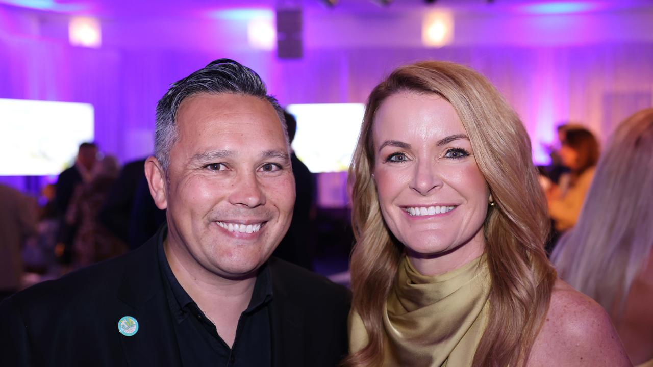 Greg Yong and Belinda Dawes at the 2024 Gold Coast Marathon welcome function at Crowne Plaza Surfers Paradise for Gold Coast at Large. Picture, Portia Large.