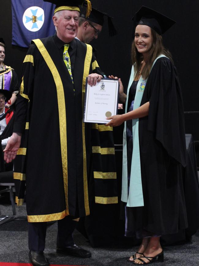 Molly Dobson graduated with a Bachelor of Nursing at the CQUniversity graduation ceremony in Bundaberg on December 14, 2023.