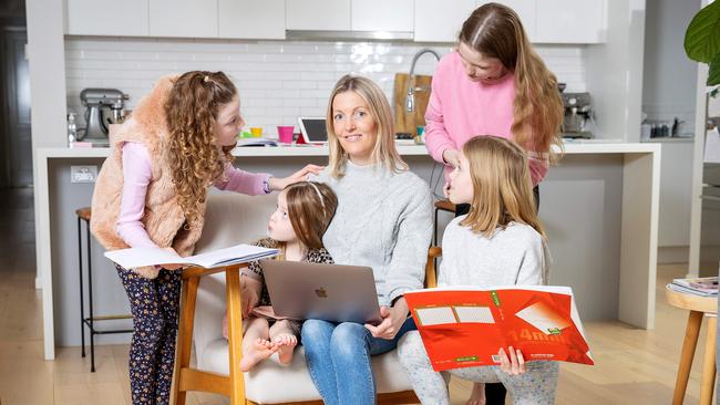 Mum Michaela Fox with her daughters Amber, 12, Jasmine, 10, Holly, 9, and India, 4. Picture: Mark Stewart