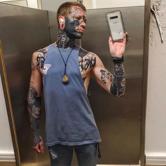 The man says he has no regrets over his transformation. Picture: Instagram/333neondemon