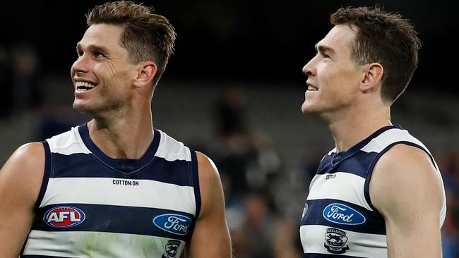 Tom Hawkins and Jeremy Cameron have been goal kicking machines for the Cats. Picture: Getty Images