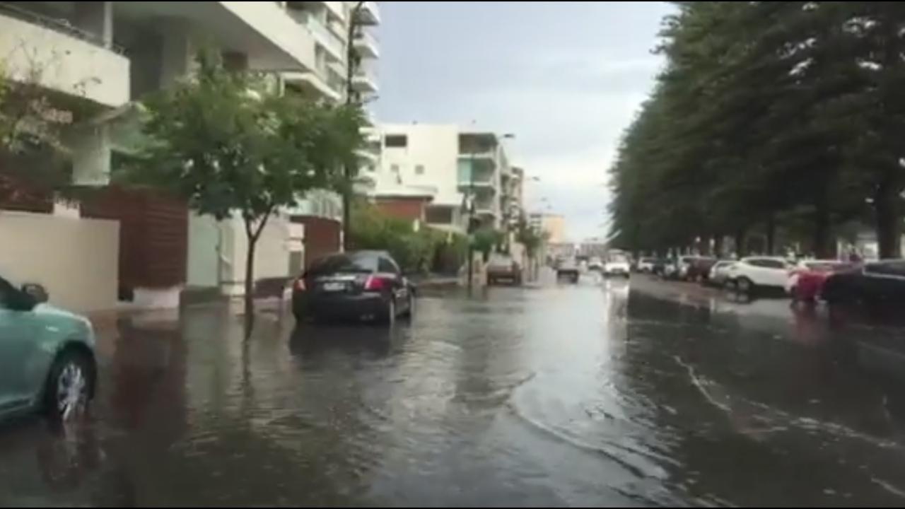 Colley Tce, Glenelg, floods after severe storm