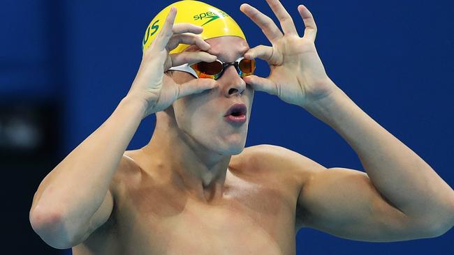 Australia's Mitch Larkin in his 100m backstroke Semi Final. Picture: Phil Hillyard