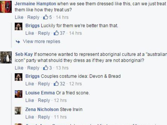 Some of the comments the Aussie entertainer received. Picture: Screengrab.