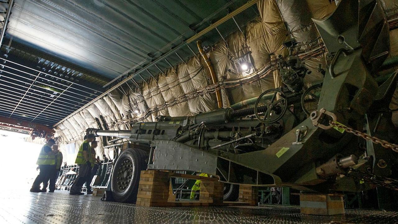 An Australian Government-donated M777 155mm lightweight towed howitzer bound for Ukraine. Picture: Royal Australian Airforce