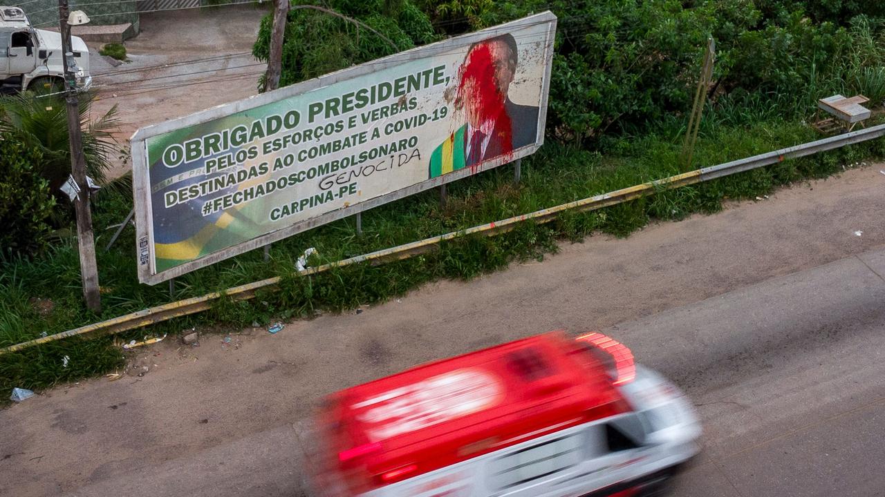 Anger is growing in Brazil over the government’s handling of the COVID crisis, as cases skyrocket and deaths soar due in large part to the country’s own mutation of the virus. Picture: AFP