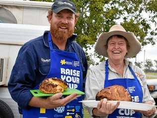 COOK-OFF CHALLENGERS: Justin MacDonnell and Lynne Jones at the Injune Biggest Morning Tea on Saturday. Picture: Ellen Ransley