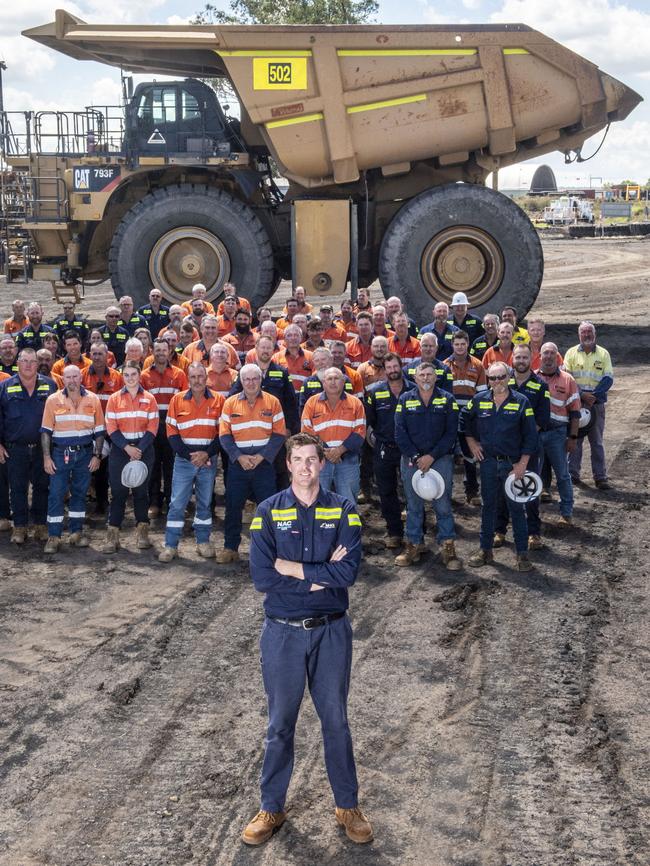 Dave O'Dwyer General Manager and workers. New Acland Mine Stage 3. Thursday, March 16, 2023. Picture: Nev Madsen.