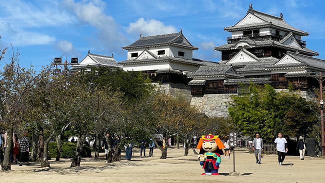 Matsuyama Castle and courtyard.