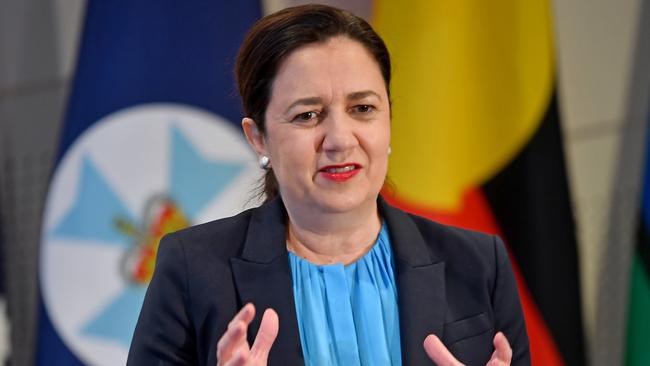 Premier Annastacia Palaszczuk insisted she had lost her voice, but was not unwell. Picture: NewsWire / John Gass