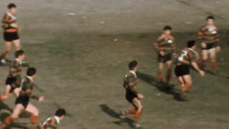 Archive footage of the footy legend playing for the Rabbitoh’s. Picture: Supplied