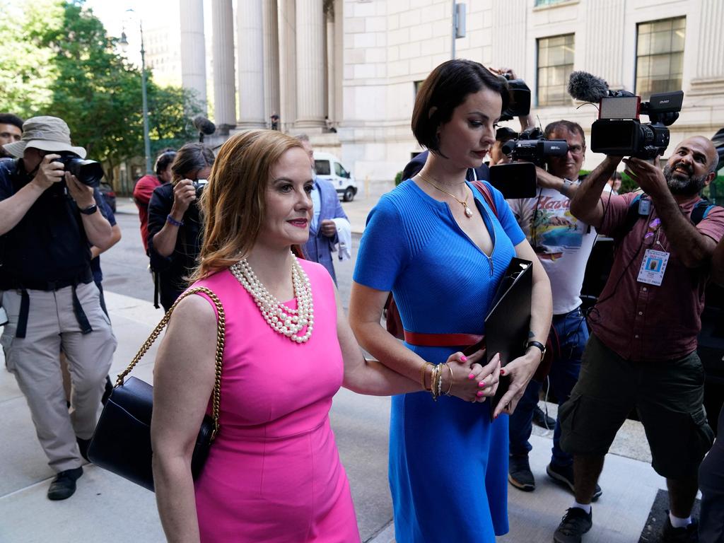 Victims Elizabeth Stein and Sarah Ransome, who said outside the court that “Ghislaine must die in prison”. Picture: AFP